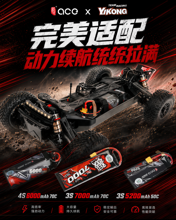格氏ace车模电池 动力拉满