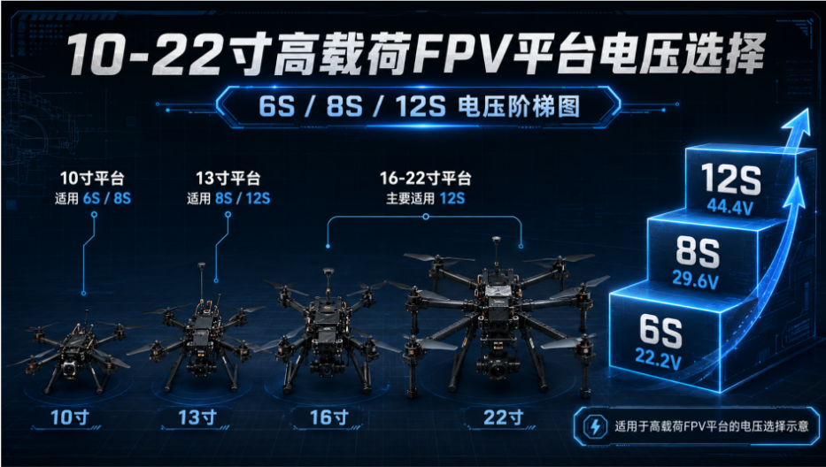10-22寸FPV无人机电池电压选择